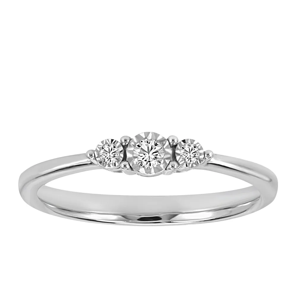 Stackable Three Stone Ring with .08 Carat TW of Diamonds in 10kt White Gold