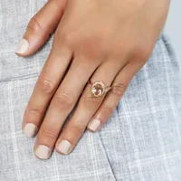 Ring with Morganite and .19 Carat TW of Diamonds 14kt Rose Gold