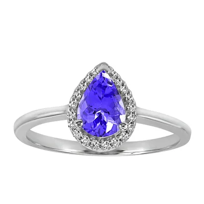 Ring with Tanzanite and .09 Carat TW of Diamonds in 10kt White Gold