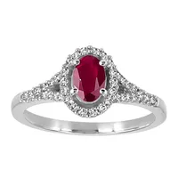 Ring with Ruby and .20 Carat TW of Diamonds in 10kt White Gold