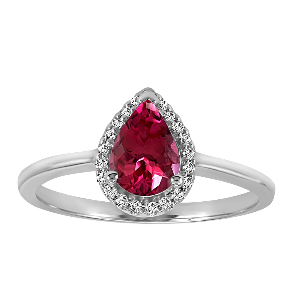 Ring with Ruby and .09 Carat TW of Diamonds 10kt White Gold