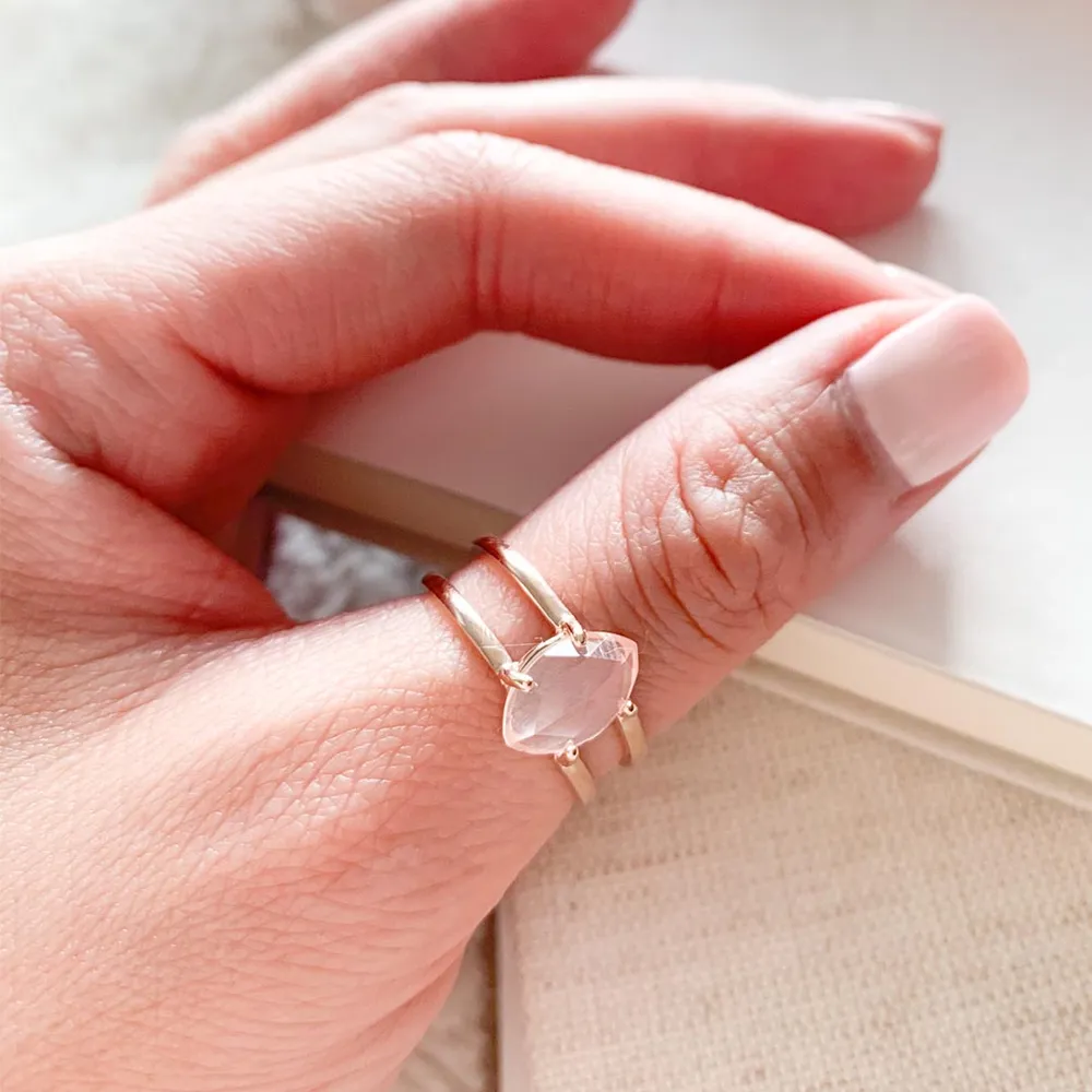 Isla Ring with Rose Quartz in 10kt Rose Gold