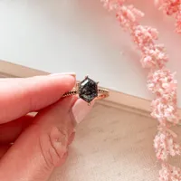 Ring with Rutilated Quartz and .07 Carat TW of Black Diamonds 10kt Rose Gold