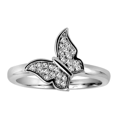 Butterfly Ring with Cubic Zirconia in Sterling Silver