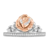 Enchanted Disney Belle Ring with .10 Carat TW of Diamonds Sterling Silver and 10kt Rose Gold