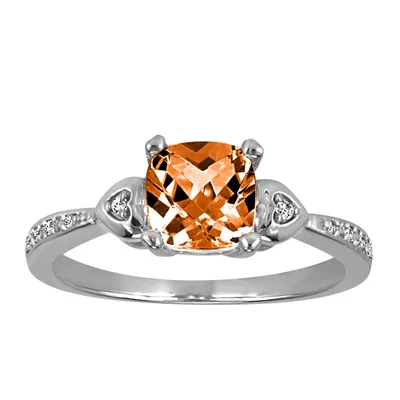 Ring with .04 Carat TW of Diamonds and Citrine in Sterling Silver