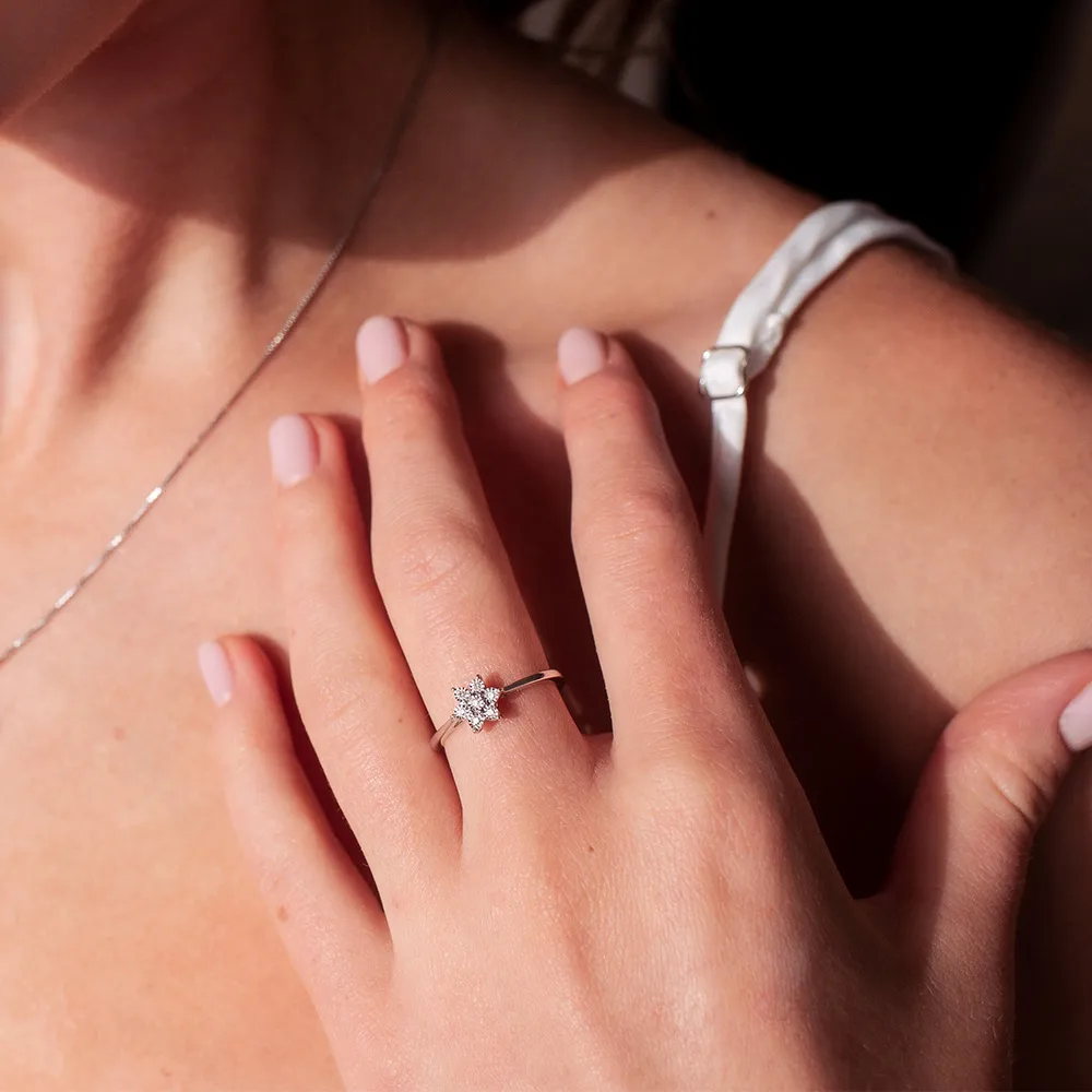 Snowflake Ring with .05 Carat TW of Diamonds in Sterling Silver