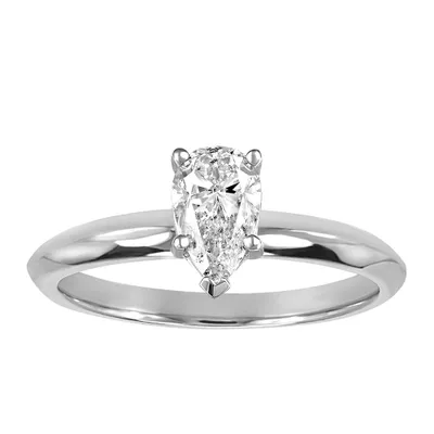 Pear Solitaire Engagement Ring with .50 Carat Diamond 14kt White Gold