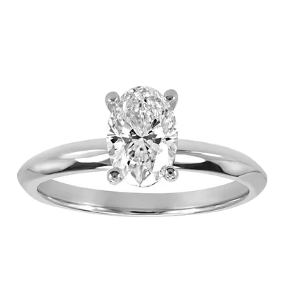 Oval Solitaire Engagement Ring with .50 Carat Diamond 14kt White Gold