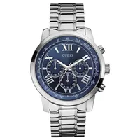 Guess Men’s Silver Tone Blue Dial Chronography Sport Watch