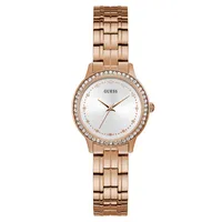 Guess Women’s Rose Tone Crystal Bezel Watch