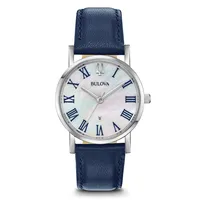 Women’s Bulova Classic Blue Leather Strap Watch