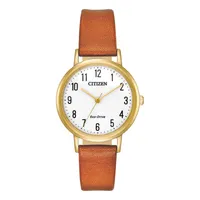 Ladies Citizen Eco Drive Chandler Brown Leather Strap Watch