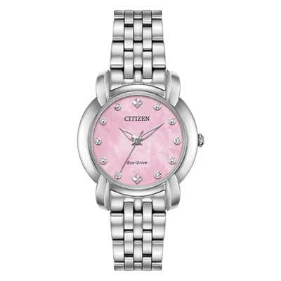 Ladies Citizen Eco Drive Jolie Diamond Silver Tone Watch