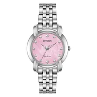 Ladies Citizen Eco Drive Jolie Diamond Silver Tone Watch