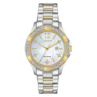 Ladies Citizen Eco Drive Elektra Diamond White and Yellow Tone Watch