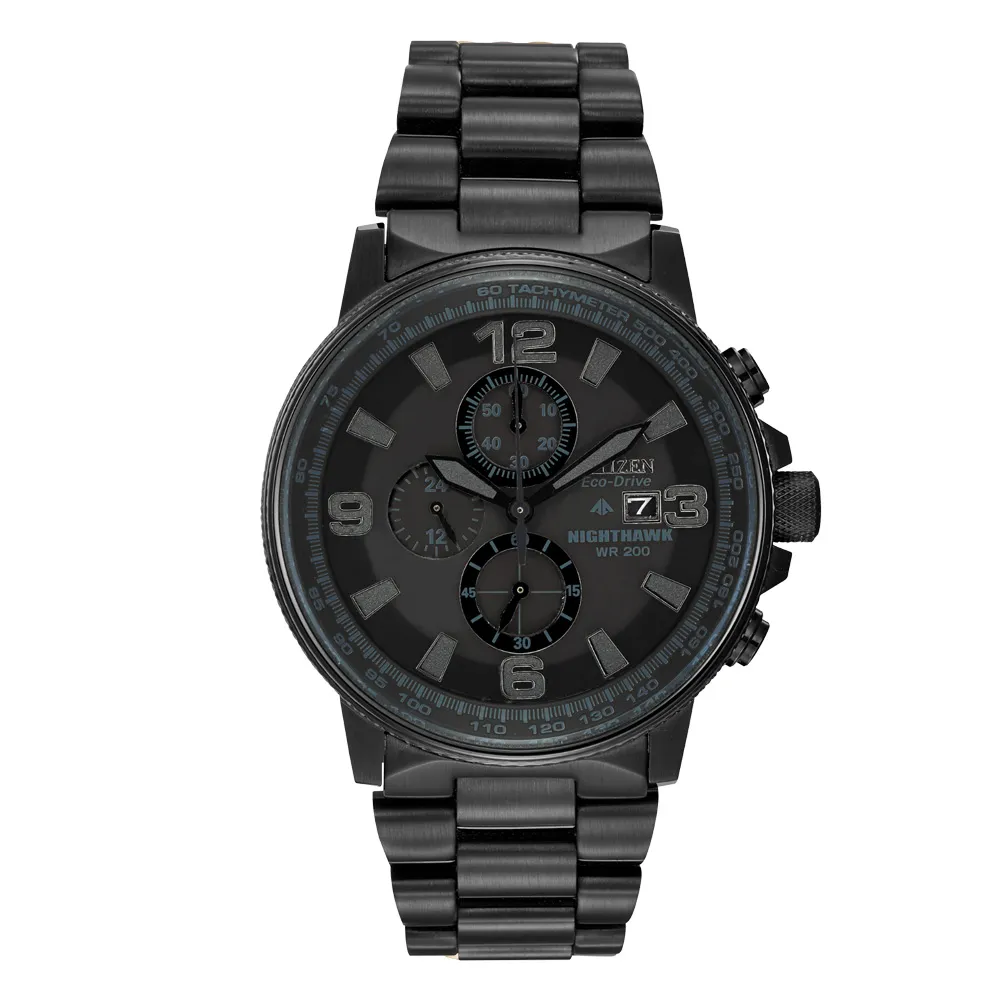 Mens Citizen Eco-Drive Nighthawk Chronograph Black Watch