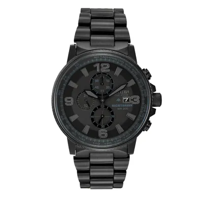 Mens Citizen Eco-Drive Nighthawk Chronograph Black Watch