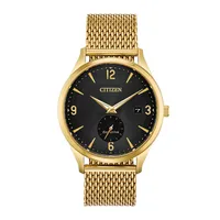 Mens Citizen Eco-Drive BV1112-56E Black Face Gold Watch