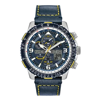 Mens Citizen Eco Drive Blue Angels Promaster Skyhawk A-T Blue Leather Strap Watch