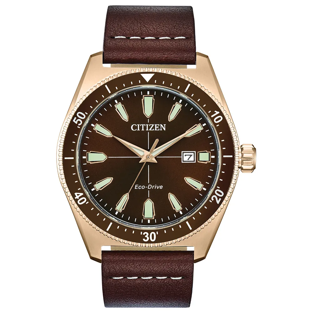 Men’s Citizen Eco-Drive Brycen Brown Leather Strap Watch