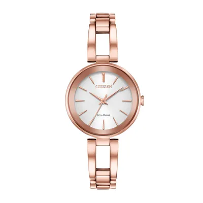 Ladies Citizen Axiom Eco-Drive Pink Gold Silver Dial Steel Watch