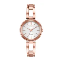 Ladies Citizen Axiom Eco-Drive Pink Gold Silver Dial Steel Watch