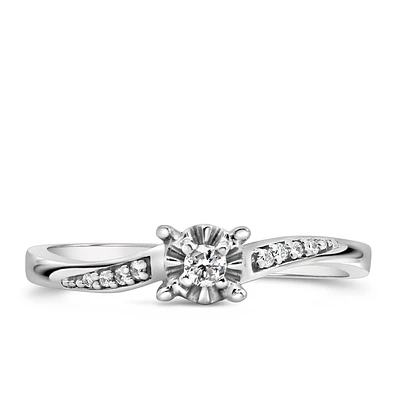 Engagement Ring with .07 Carat TW of Diamonds 10kt White Gold