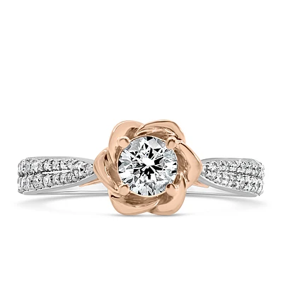 Enchanted Disney Belle Engagement Ring with .75 Carat TW of Diamonds 14kt White and Rose Gold