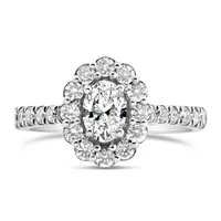 Halo Engagement Ring with Carat TW of Diamonds 14kt White Gold