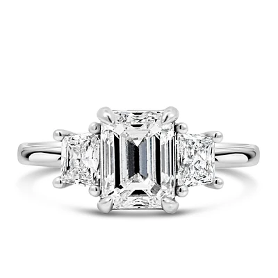 Three Stone Engagement Ring with 2.57 Carat TW of Diamonds in 14kt White Gold