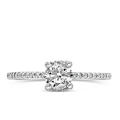 Northern Facet Ideal Cut Engagement Ring with .62 Carat TW of Diamonds 18kt White Gold