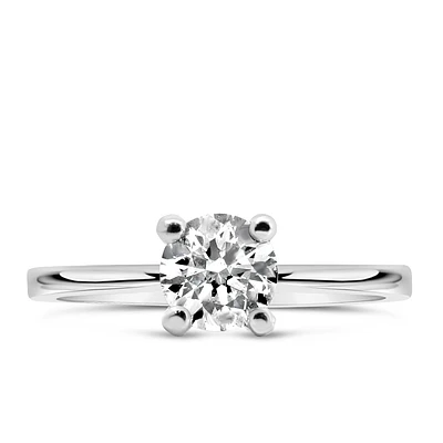 Northern Facet Ideal Cut Halo Engagement Ring with .70 Carat Diamond 18kt White Gold