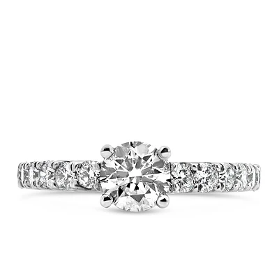 Northern Facet Ideal Cut Halo Engagement Ring with 1.30 Carat TW of Diamonds 18kt White Gold