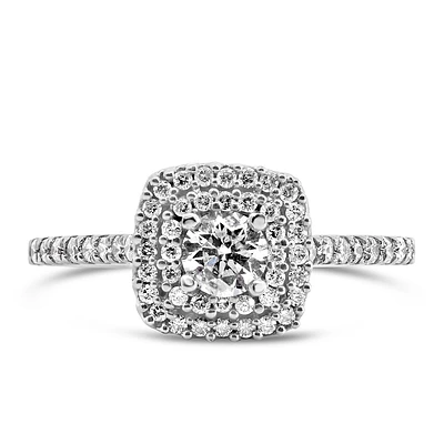 Fire of the North Double Halo Engagement Ring with .66 Carat TW of Diamonds in 14kt White Gold