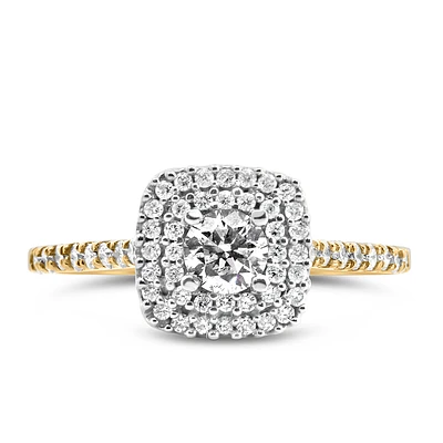 Fire of the North Halo Engagement Ring with .66 Carat TW Diamonds 14kt Yellow Gold