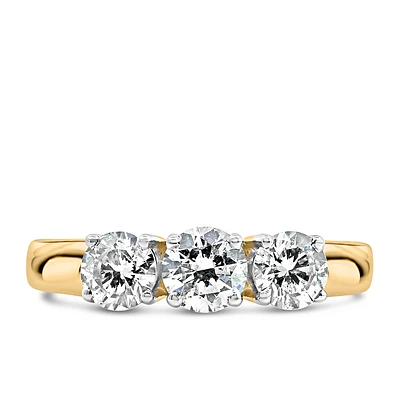 Three Stone Ring with 1.00 Carat TW of Diamonds in 14kt Gold