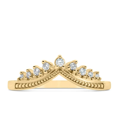 Stackable Chevron Ring with .10 Carat TW of Diamonds 10kt Yellow Gold