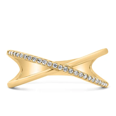 Crossover Ring with .10 Carat TW of Diamonds 10kt Yellow Gold