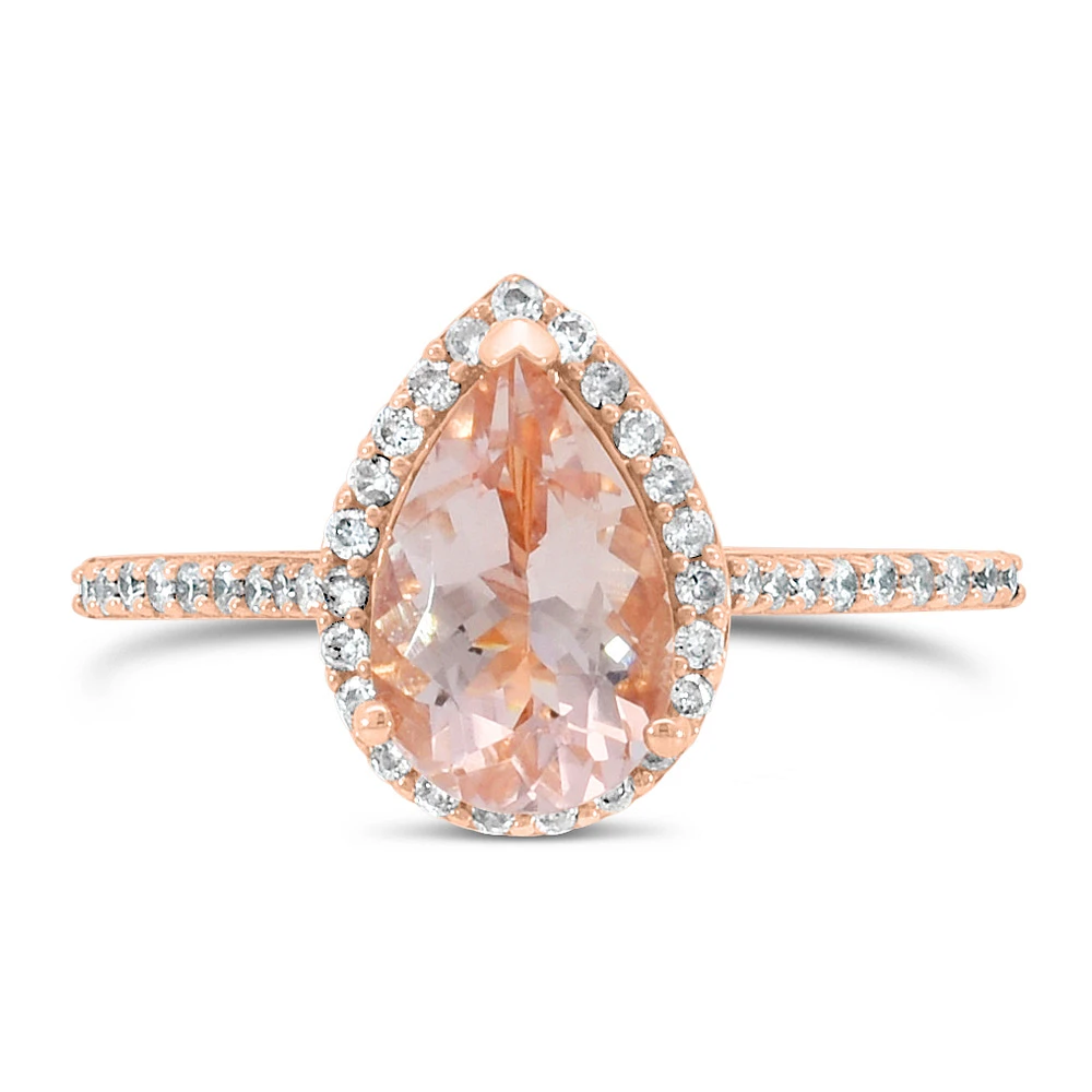 Ring with Morganite and .21 Carat TW of Diamonds 14kt Rose Gold