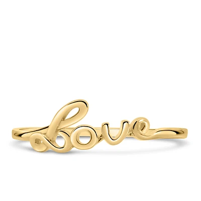 “Love” Script Ring 14kt Yellow Gold