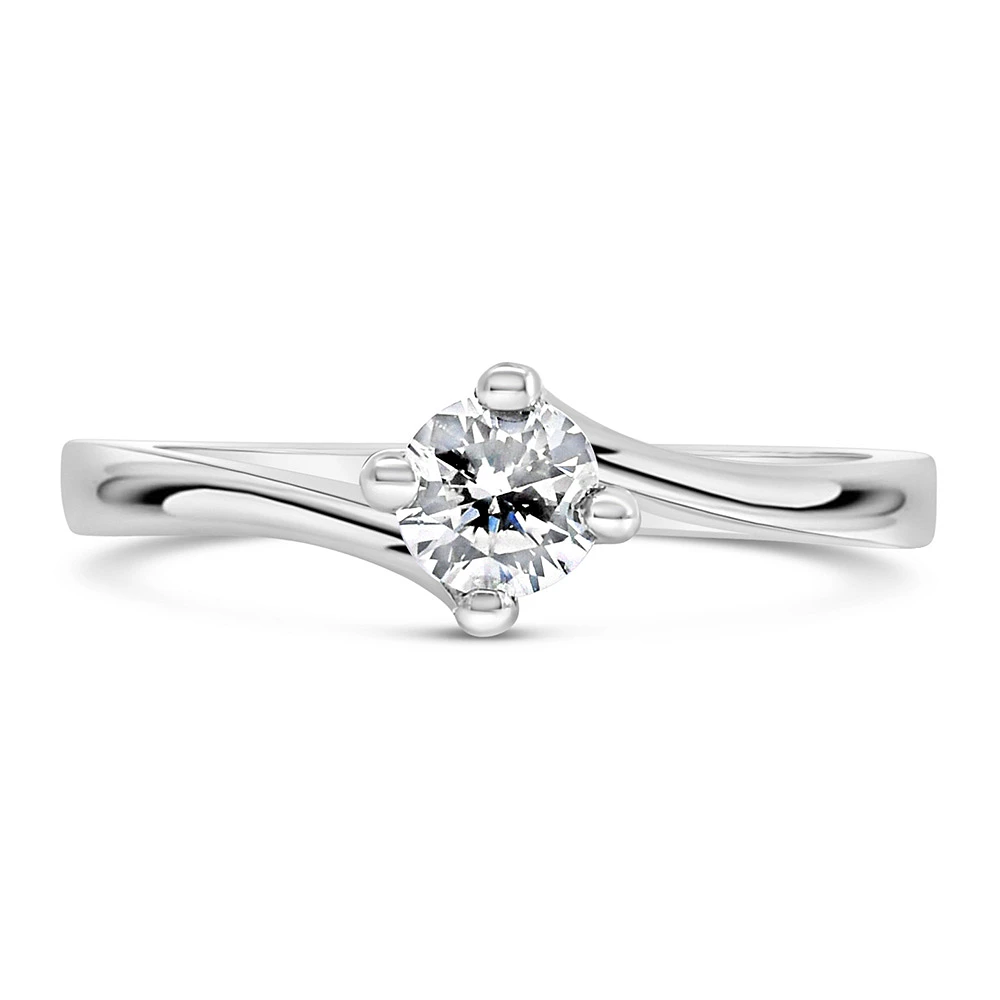 Solitaire Engagement Ring with .33 Carat Diamond 14kt White Gold