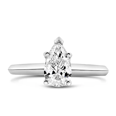 Pear Solitaire Engagement Ring with 1.00 Carat Diamond in 14kt White Gold