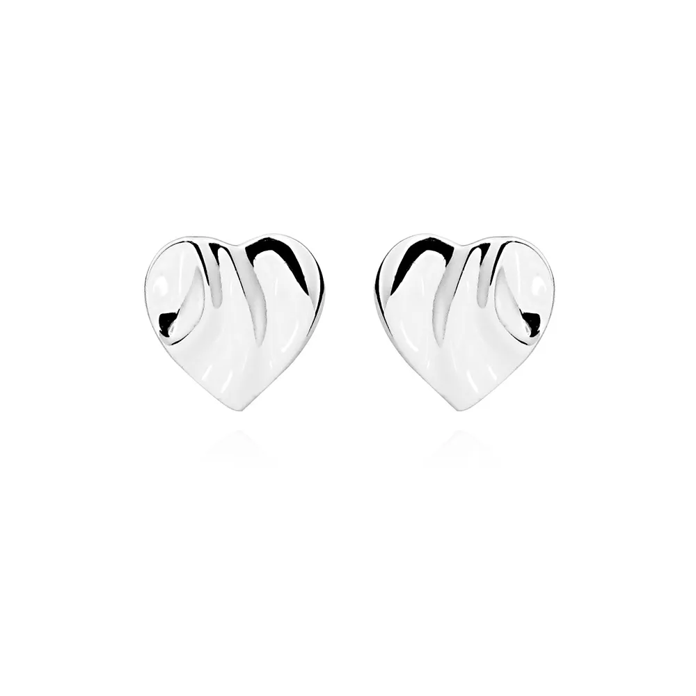 Wavy Heart Earrings in Sterling Silver