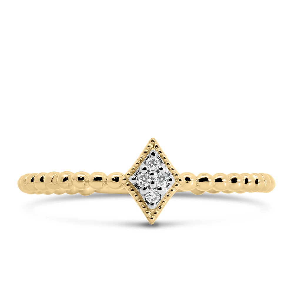 Rhombus Diamond Everyday Stacking Ring with .03 Carat TW of Diamonds 10kt Yellow Gold