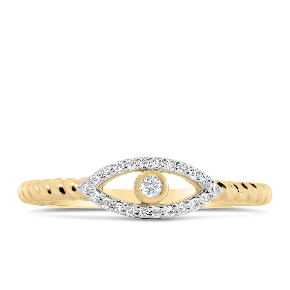 Evil Eye Diamond Everyday Stacking Ring with .10 Carat TW of Diamonds 10kt Yellow Gold