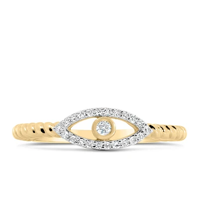 Evil Eye Diamond Everyday Stacking Ring with .10 Carat TW of Diamonds 10kt Yellow Gold