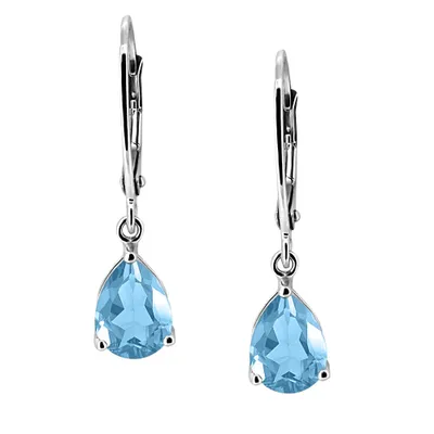 Ivy Earrings with Swiss Blue Topaz 10kt White Gold