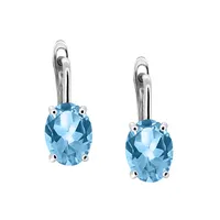 Ava Earrings with Swiss Blue Topaz 10kt White Gold