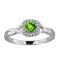 Ring with Peridot and .08 Carat TW of Diamonds in 10kt White Gold